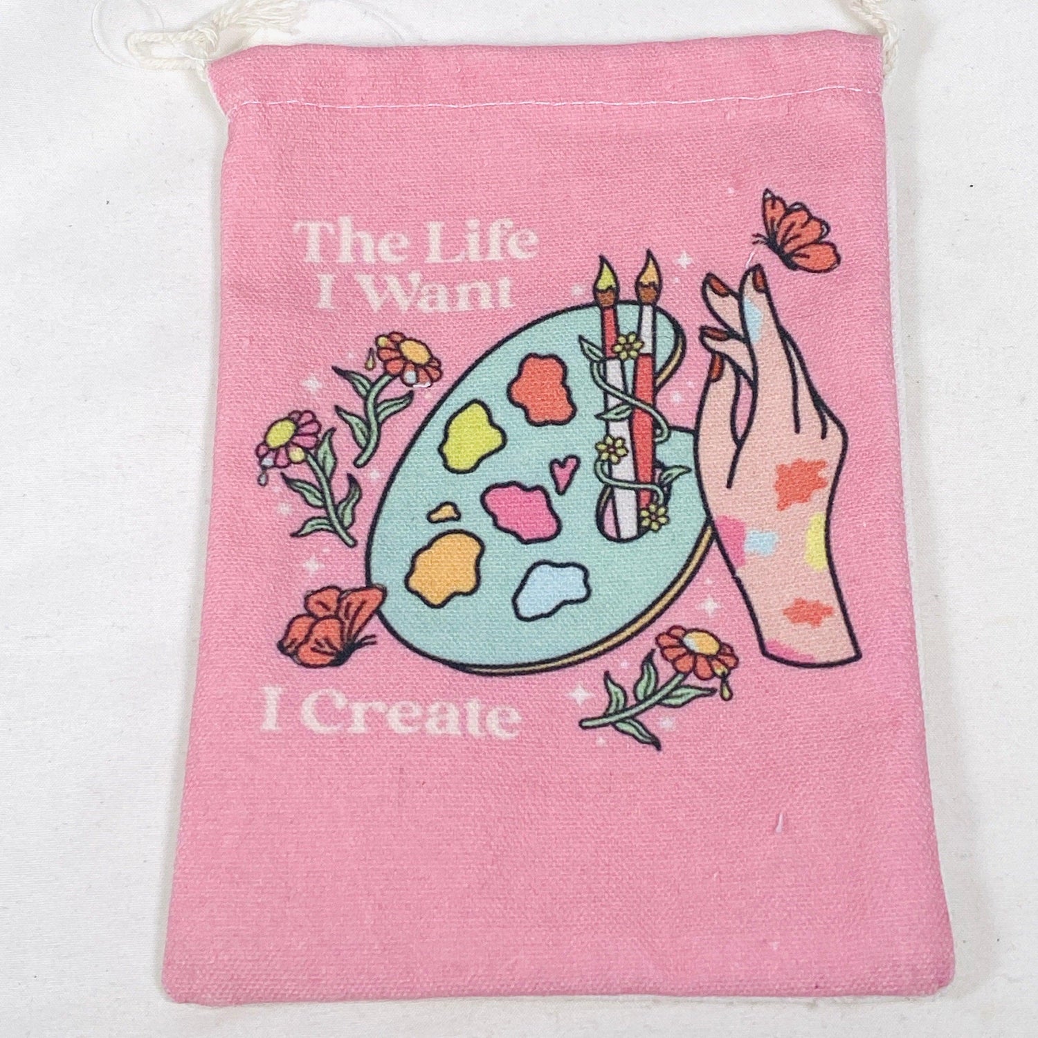 Canvas Drawstring Bag for Tarot Cards - I create - Nature's Magick