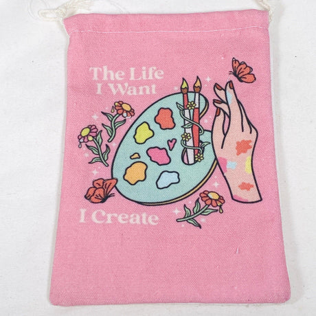 Canvas Drawstring Bag for Tarot Cards - I create - Nature's Magick