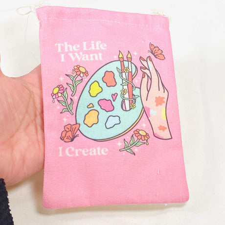 Canvas Drawstring Bag for Tarot Cards - I create - Nature's Magick
