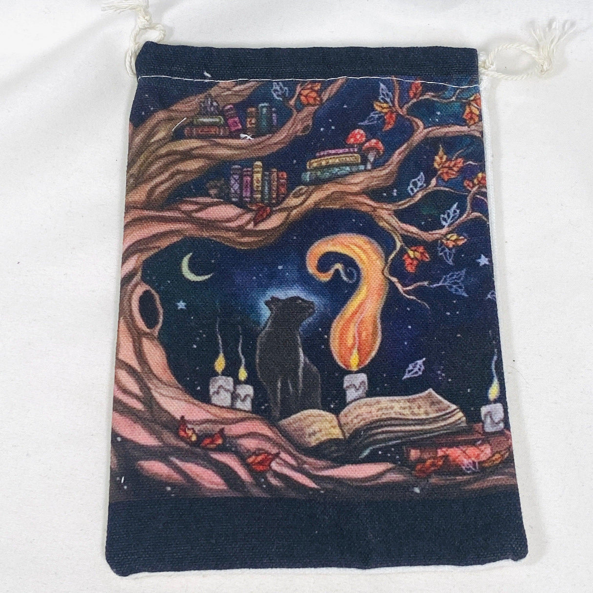Canvas Drawstring Bag for Tarot Cards - Psychic Cat - Nature's Magick