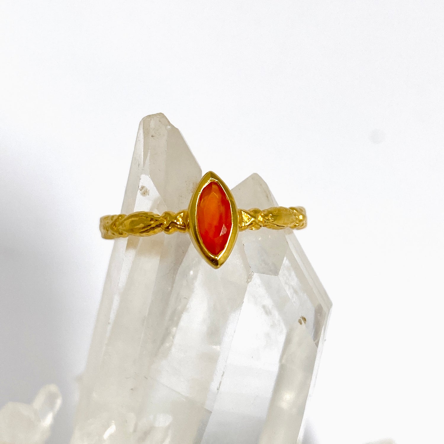 Carnelian Marquise Faceted 2.5 micron Gold Plated Decorative Ring Size 6.5 PRGJ998