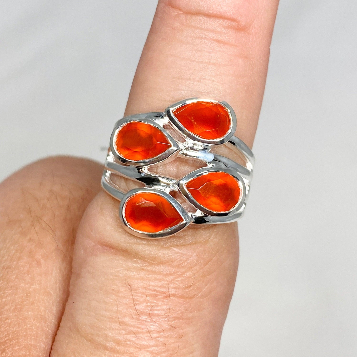 Carnelian Multi-stone Faceted Teardrop Ring R3815 - Nature's Magick