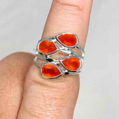 Carnelian Multi-stone Faceted Teardrop Ring R3815 - Nature's Magick