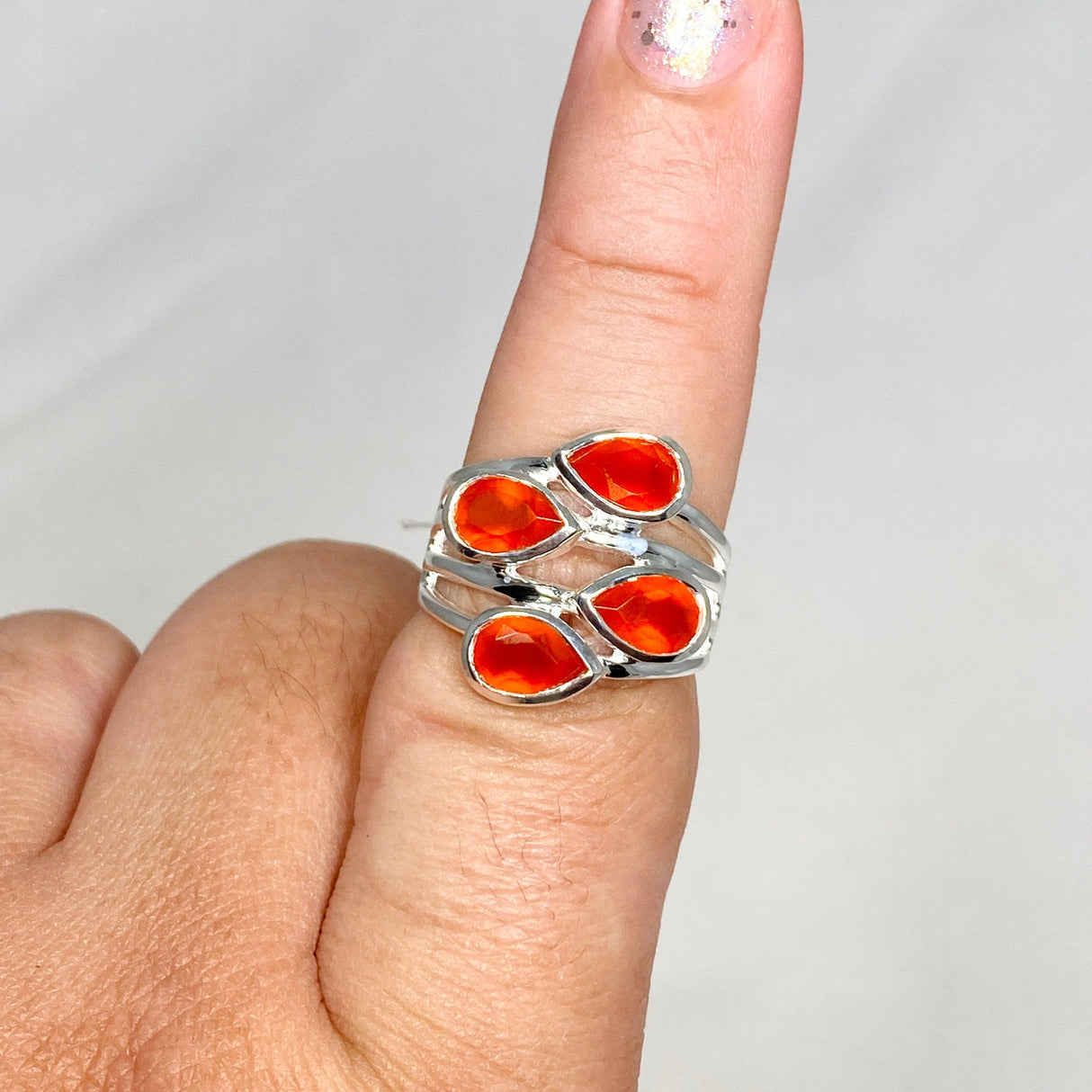 Carnelian Multi-stone Faceted Teardrop Ring R3815 - Nature's Magick