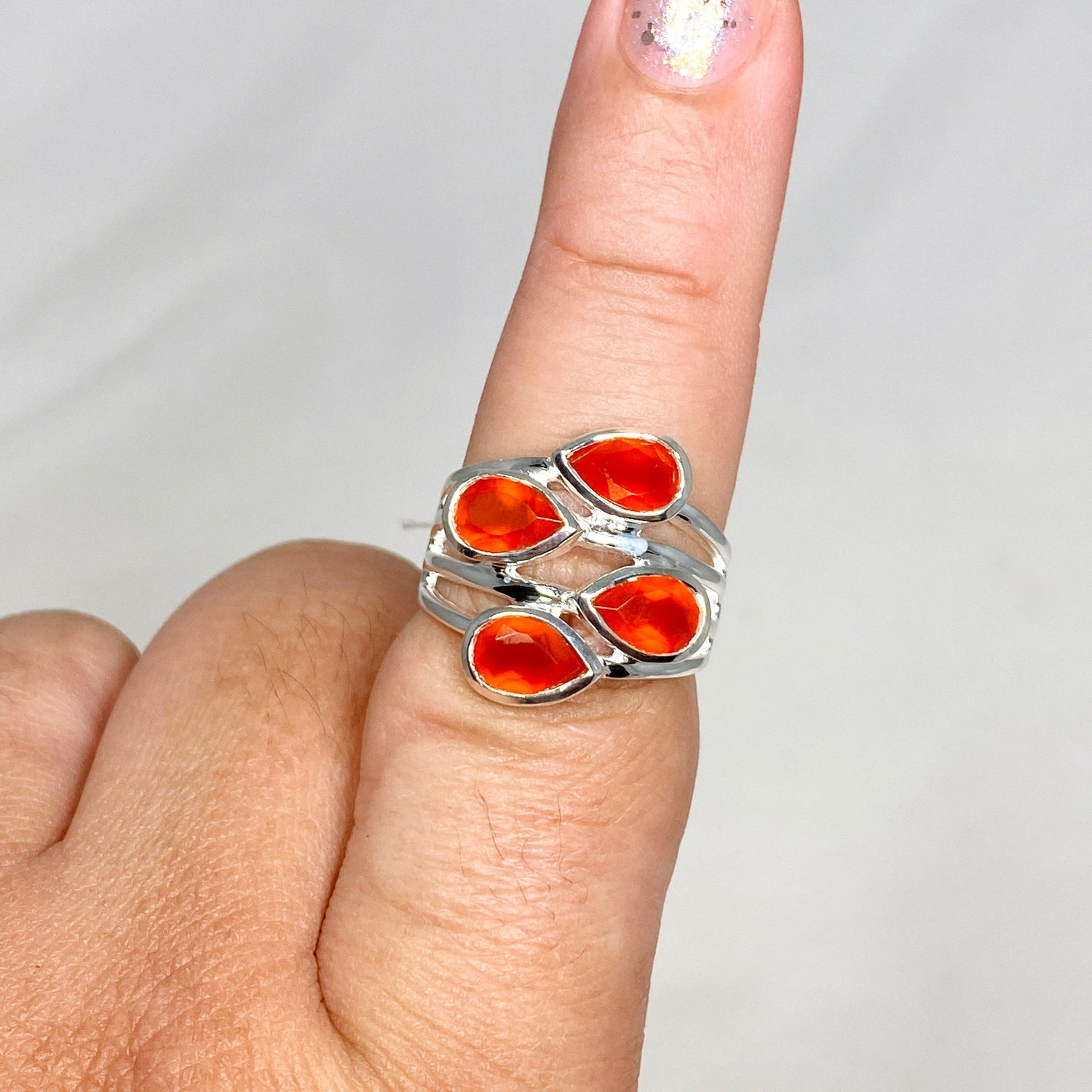 Carnelian Multi-stone Faceted Teardrop Ring R3815 - Nature's Magick