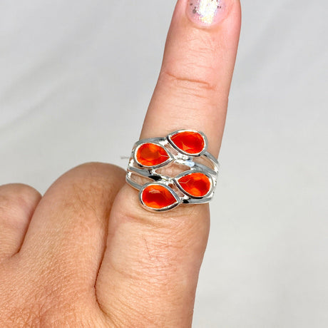 Carnelian Multi-stone Faceted Teardrop Ring R3815 - Nature's Magick