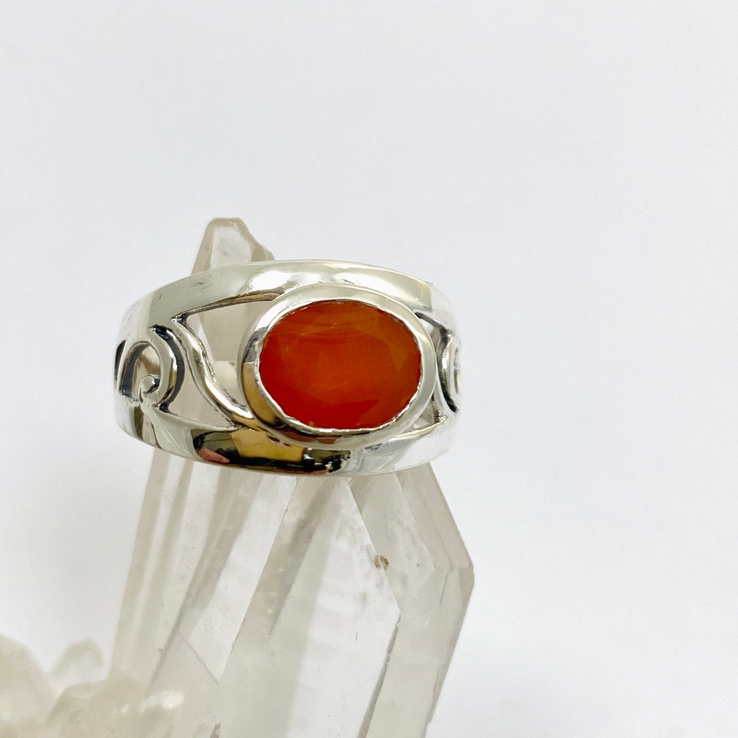 Carnelian Oval Faceted Boho Decorative Ring R3820