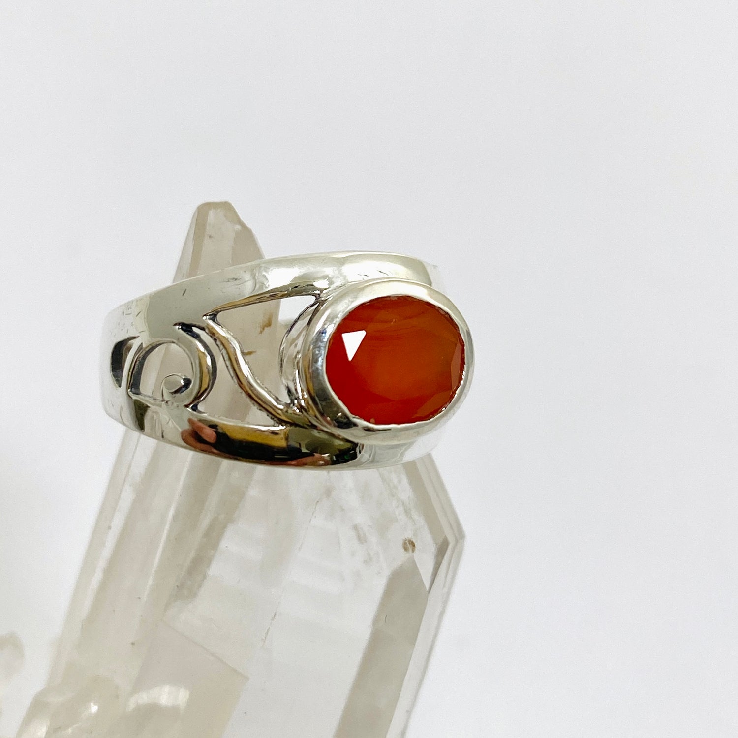 Carnelian Oval Faceted Boho Decorative Ring R3820