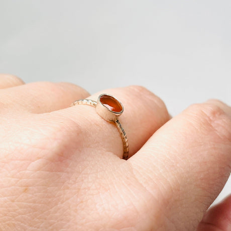 Carnelian Oval Faceted Fine Band Ring R3750-CA - Nature's Magick