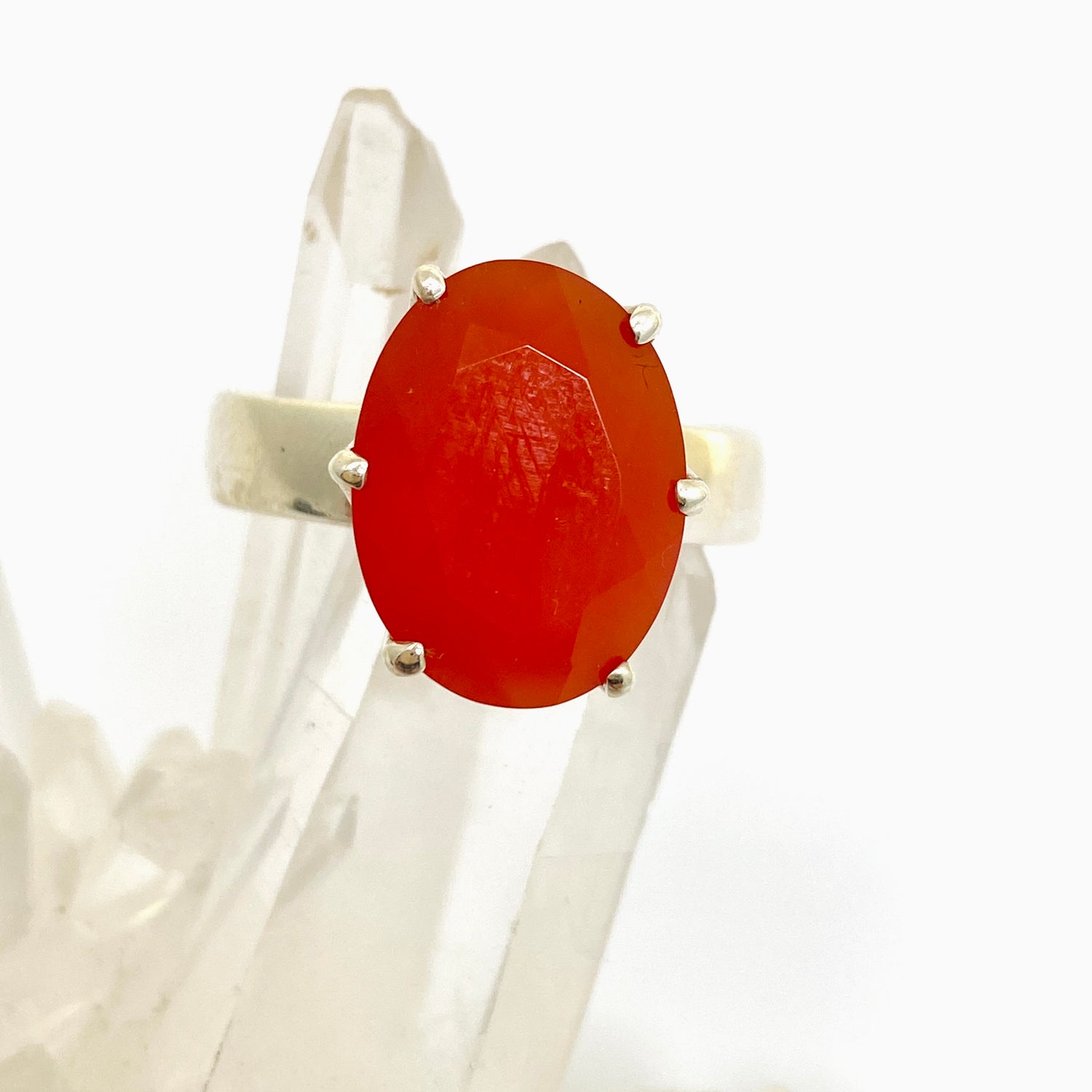Carnelian Oval Faceted Ring Size 12 PRGJ889