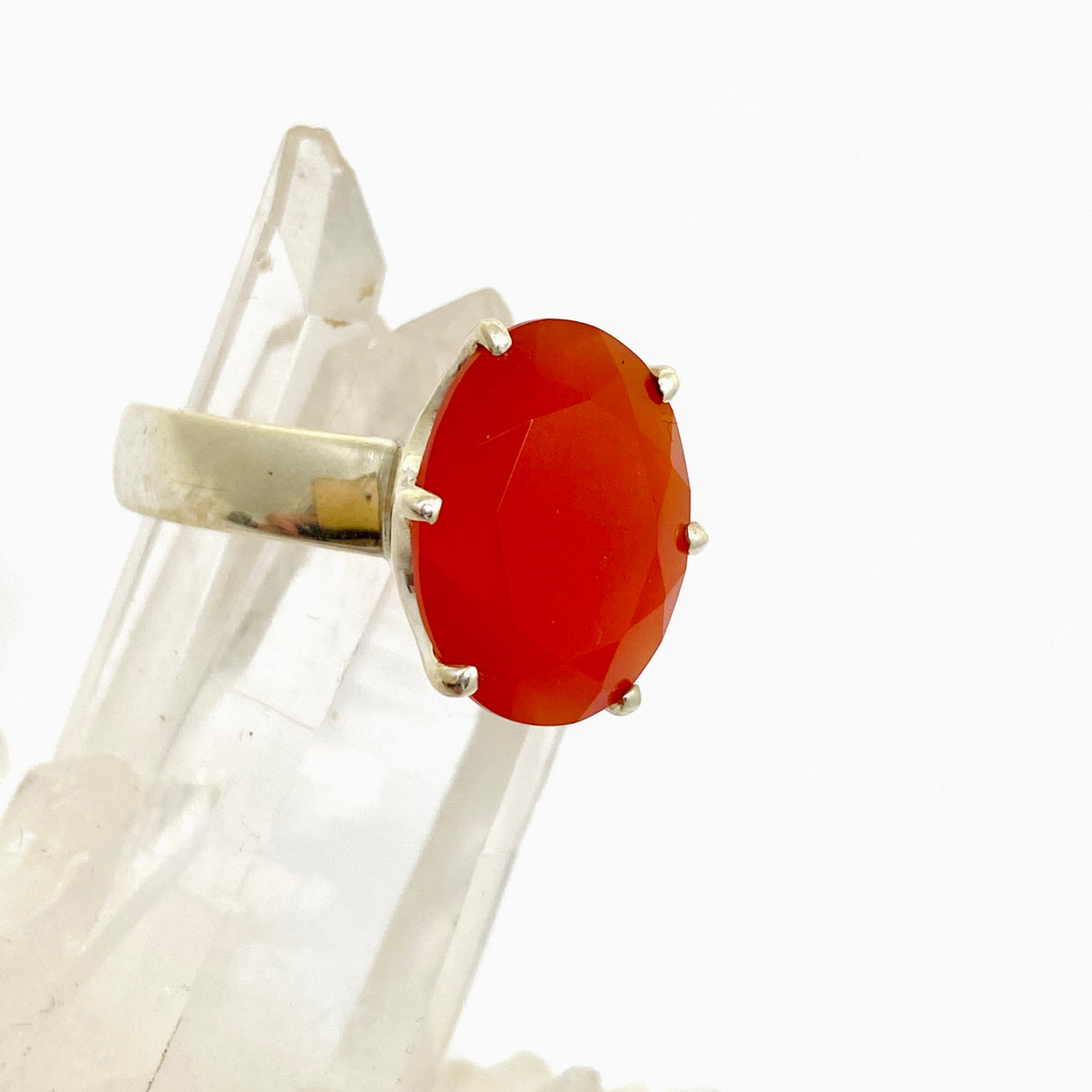 Carnelian Oval Faceted Ring Size 12 PRGJ889