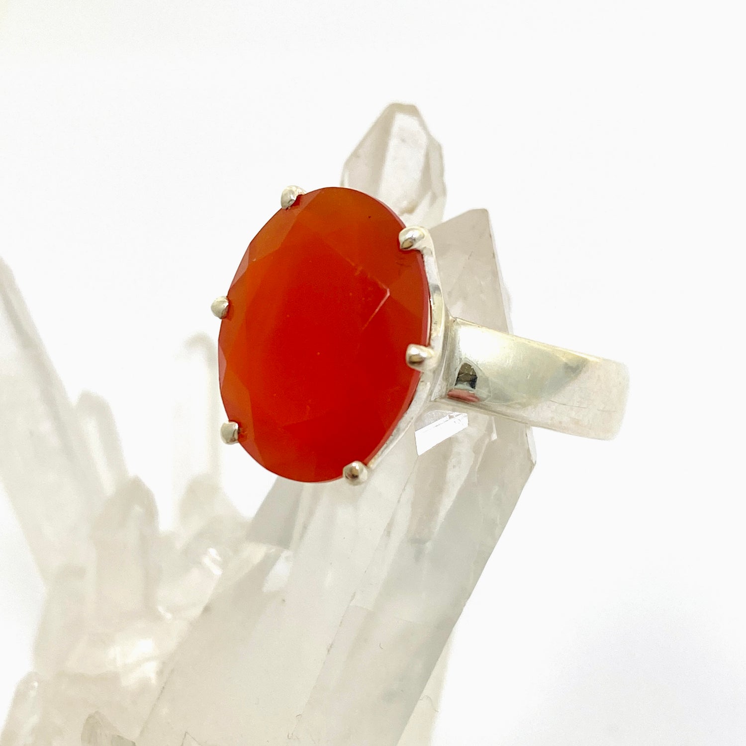 Carnelian Oval Faceted Ring Size 12 PRGJ889