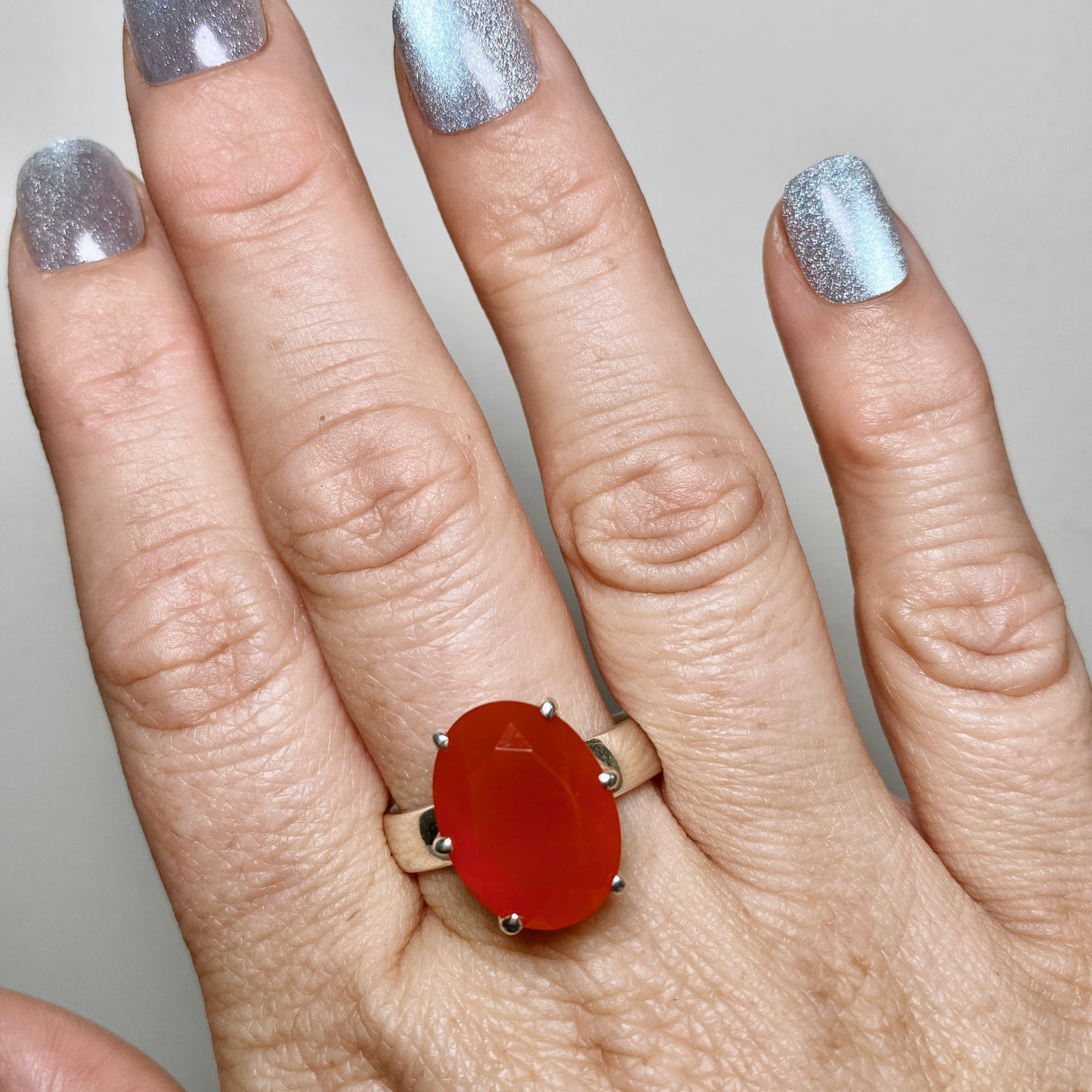 Carnelian Oval Faceted Ring Size 12 PRGJ889