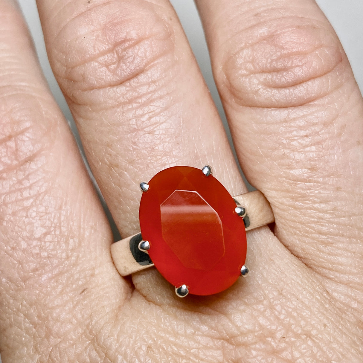 Carnelian Oval Faceted Ring Size 12 PRGJ889