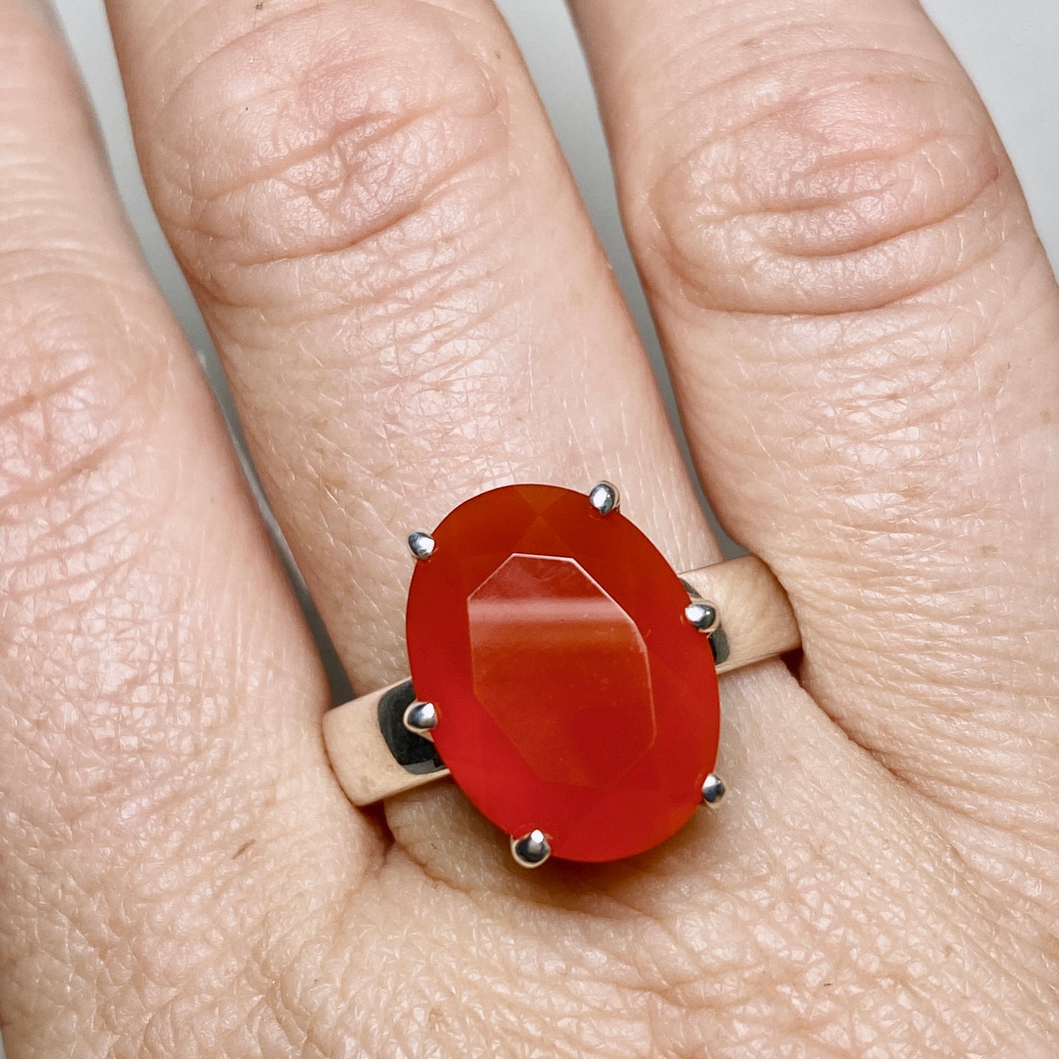 Carnelian Oval Faceted Ring Size 12 PRGJ889