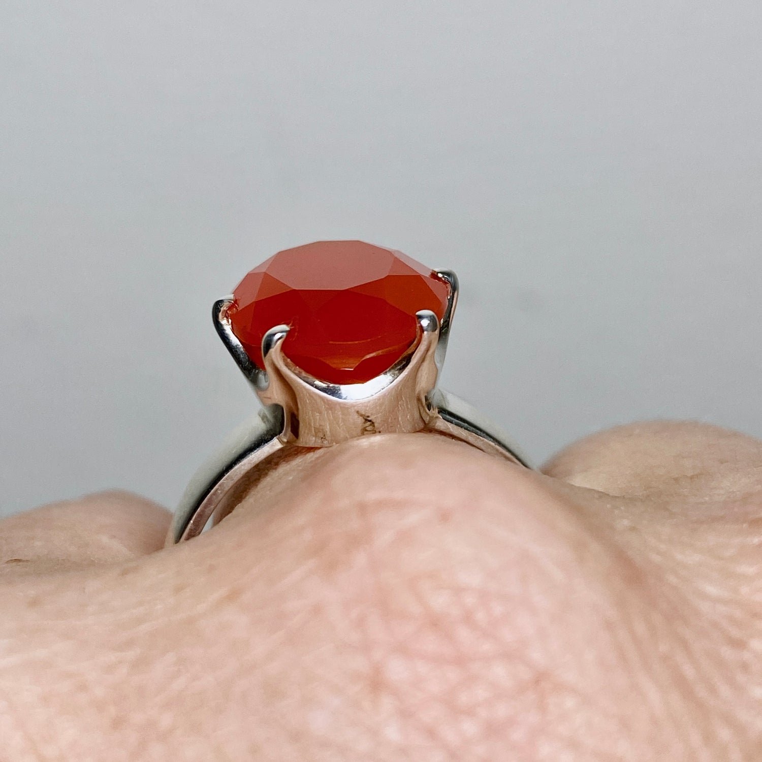 Carnelian Oval Faceted Ring Size 12 PRGJ889