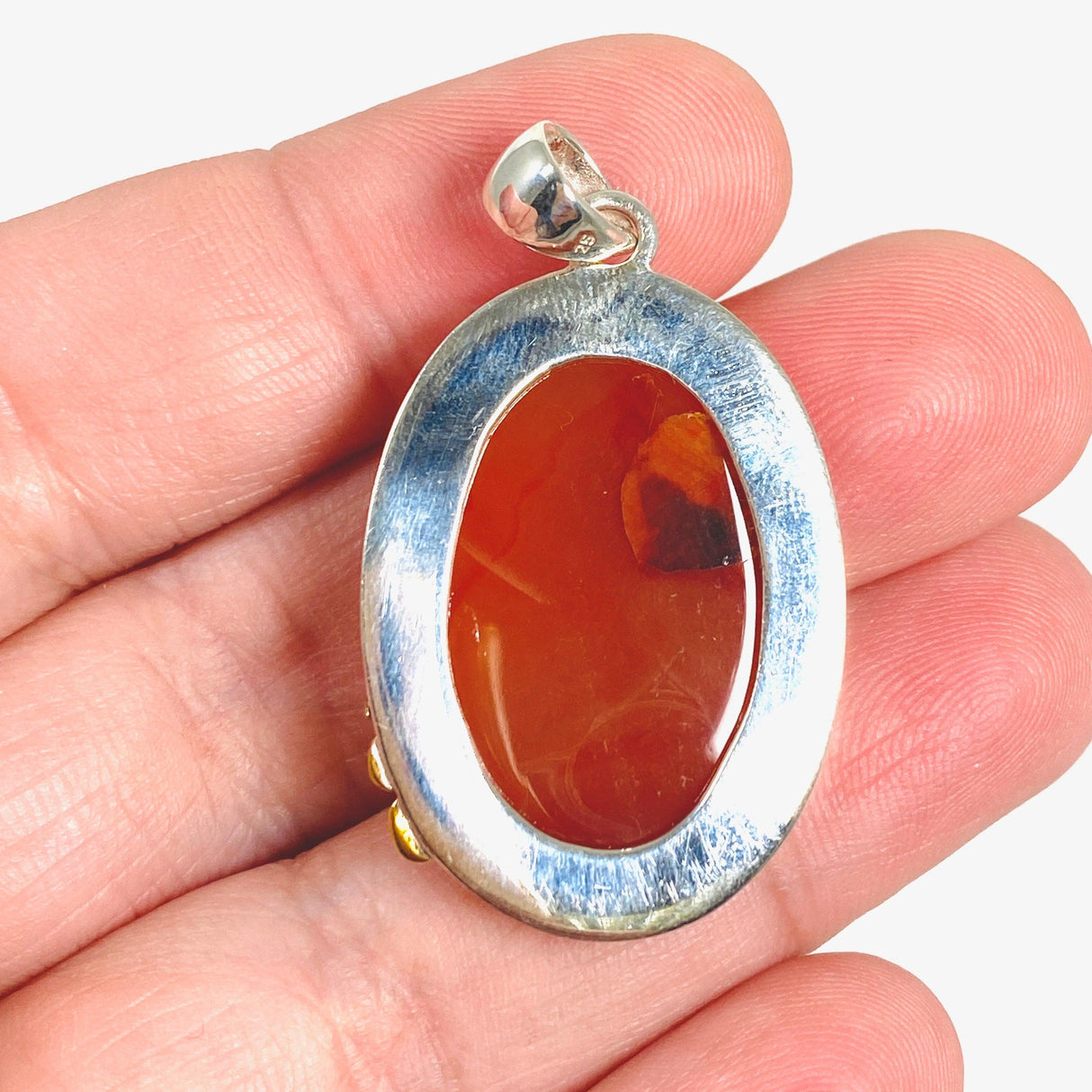 Carnelian oval pendant with gold detailing KPGJ3678 - Nature's Magick