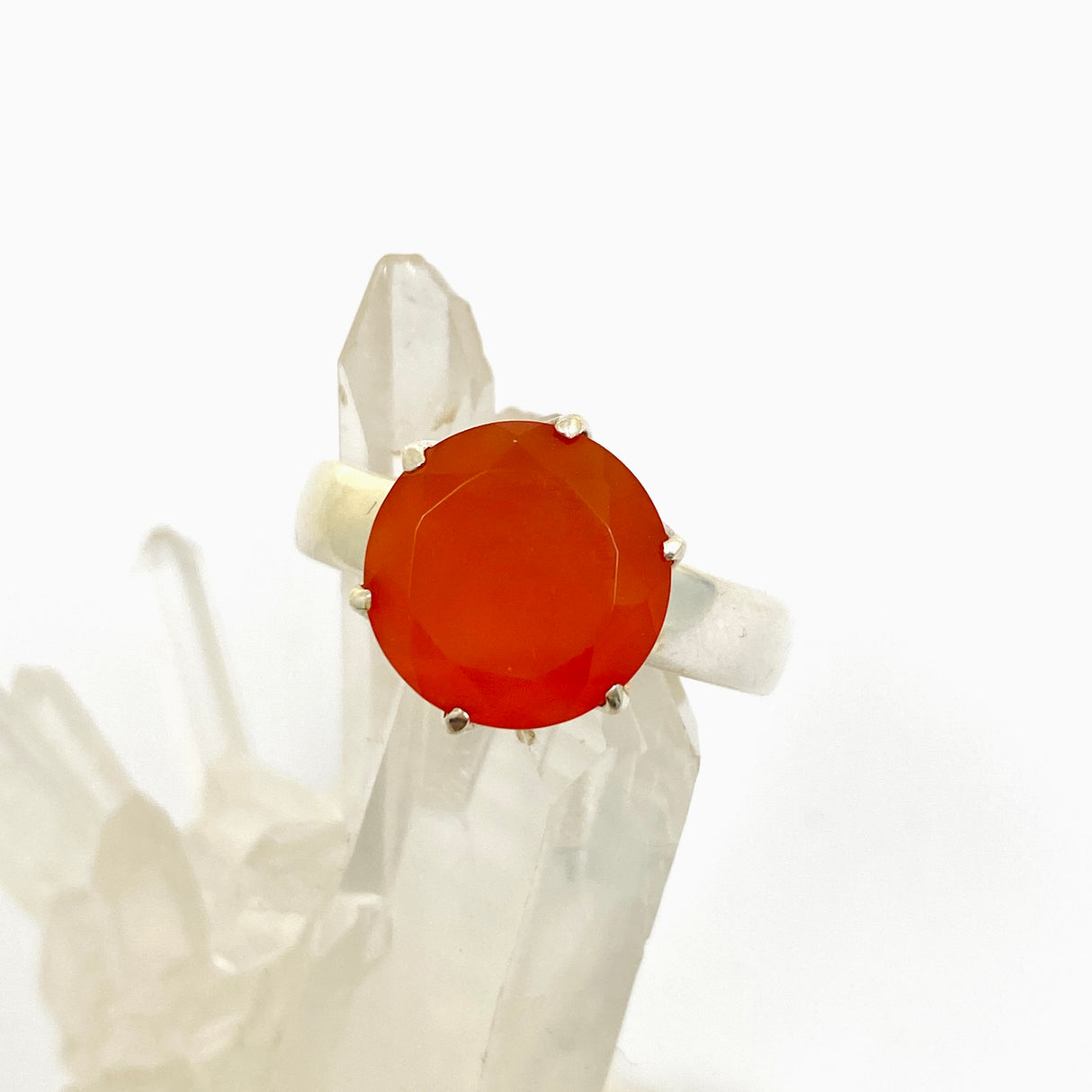 Carnelian Round Faceted Ring Size 11 PRGJ888