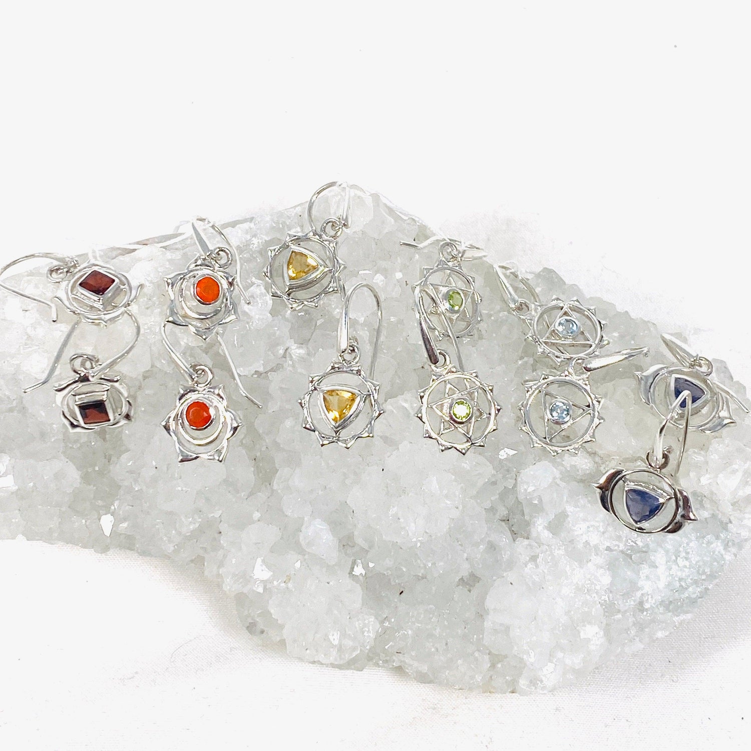 Chakra Earring with faceted gemstones - Nature's Magick