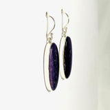 Purple Charoite oval earrings in sterling silver 