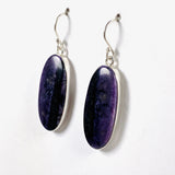 Purple Charoite oval earrings in sterling silver 