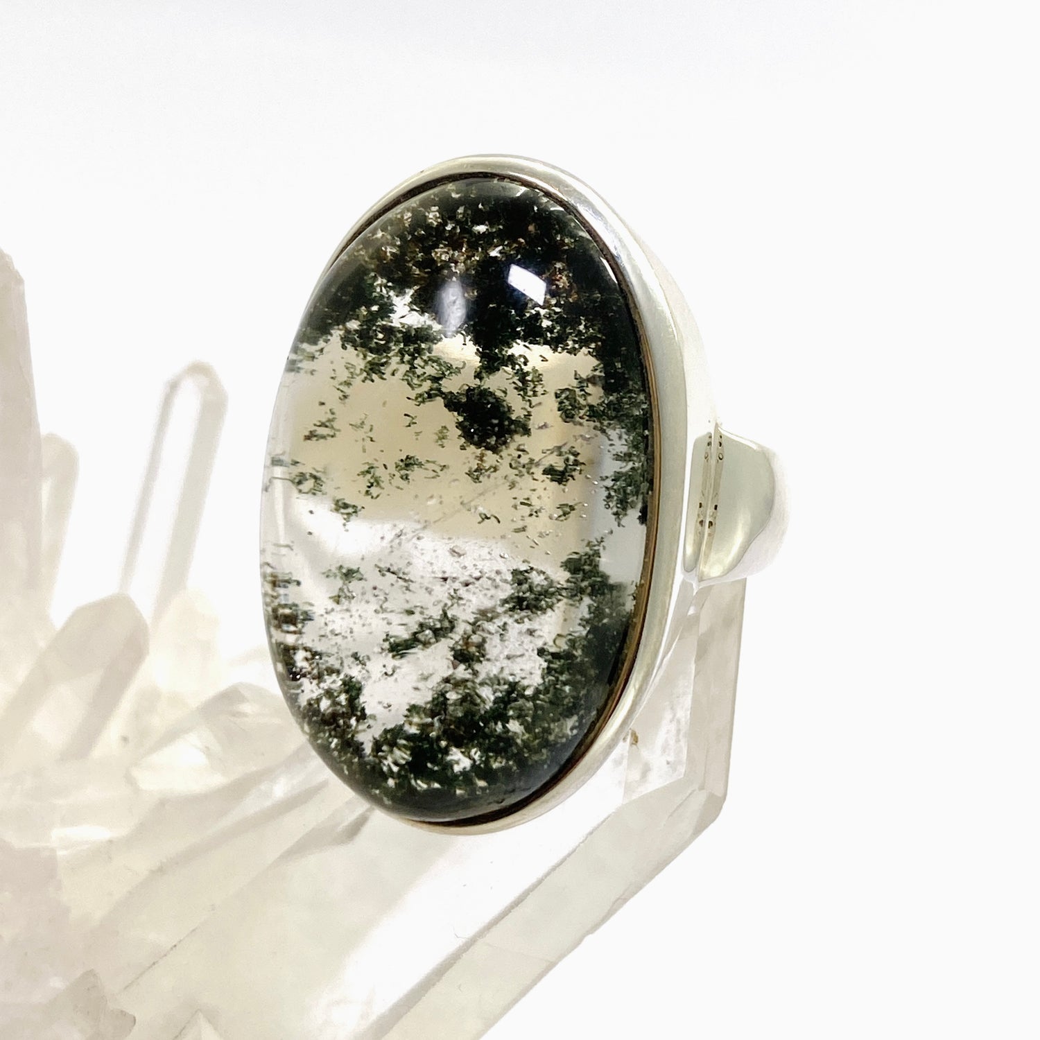 Chlorite in Quartz Oval Cabochon Ring Size 8.5 PRGJ917