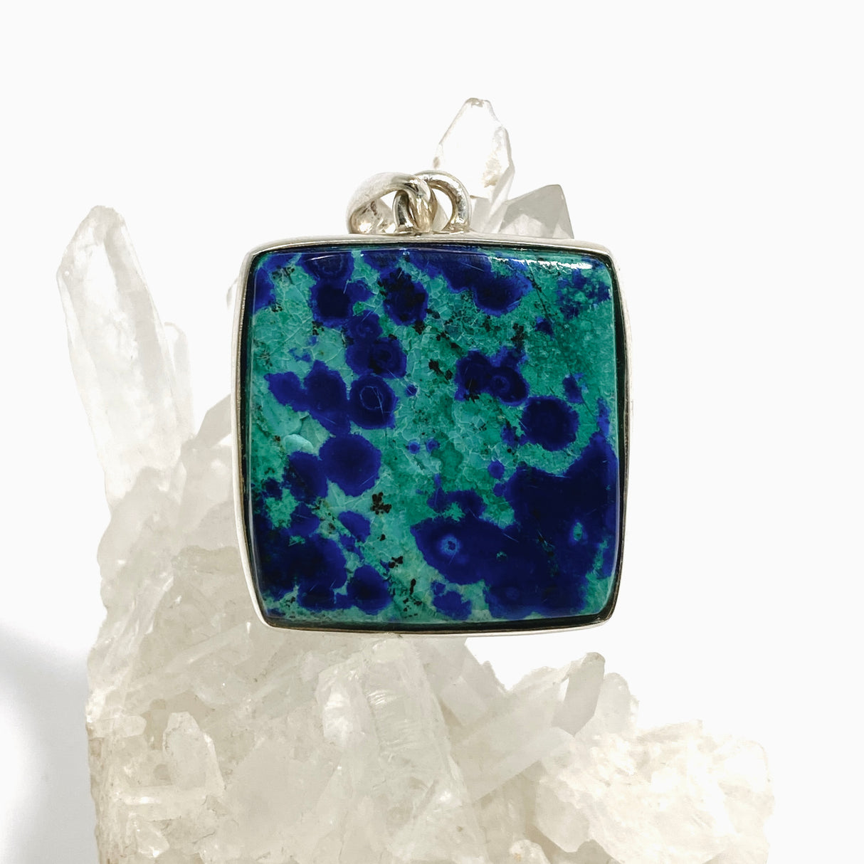Chrysocolla and Azurite Square Cabochon Pendant PPGJ1189