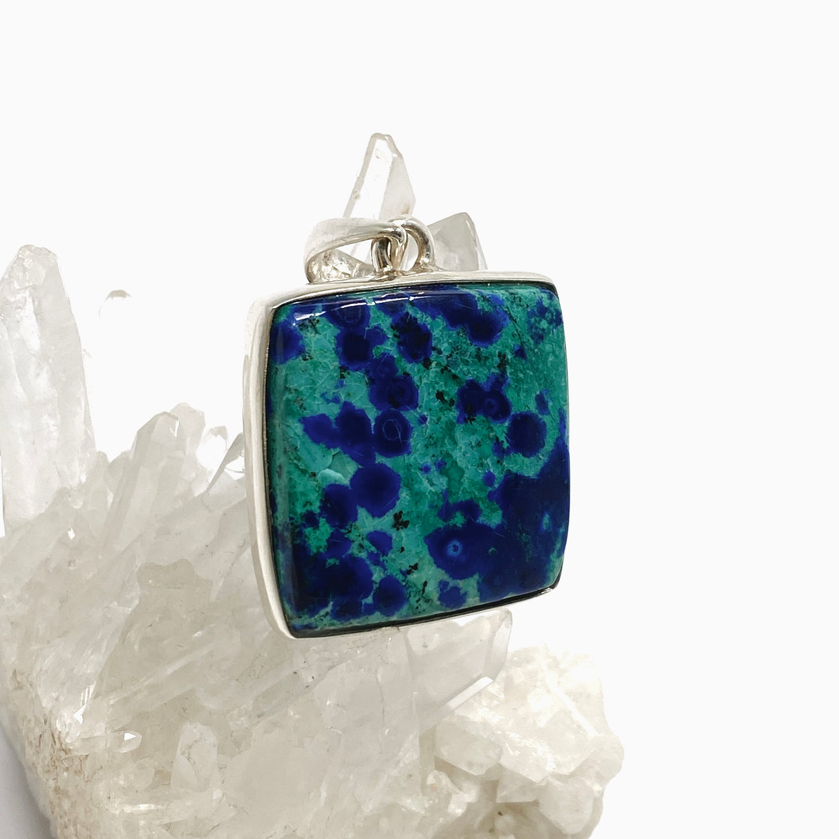 Chrysocolla and Azurite Square Cabochon Pendant PPGJ1189