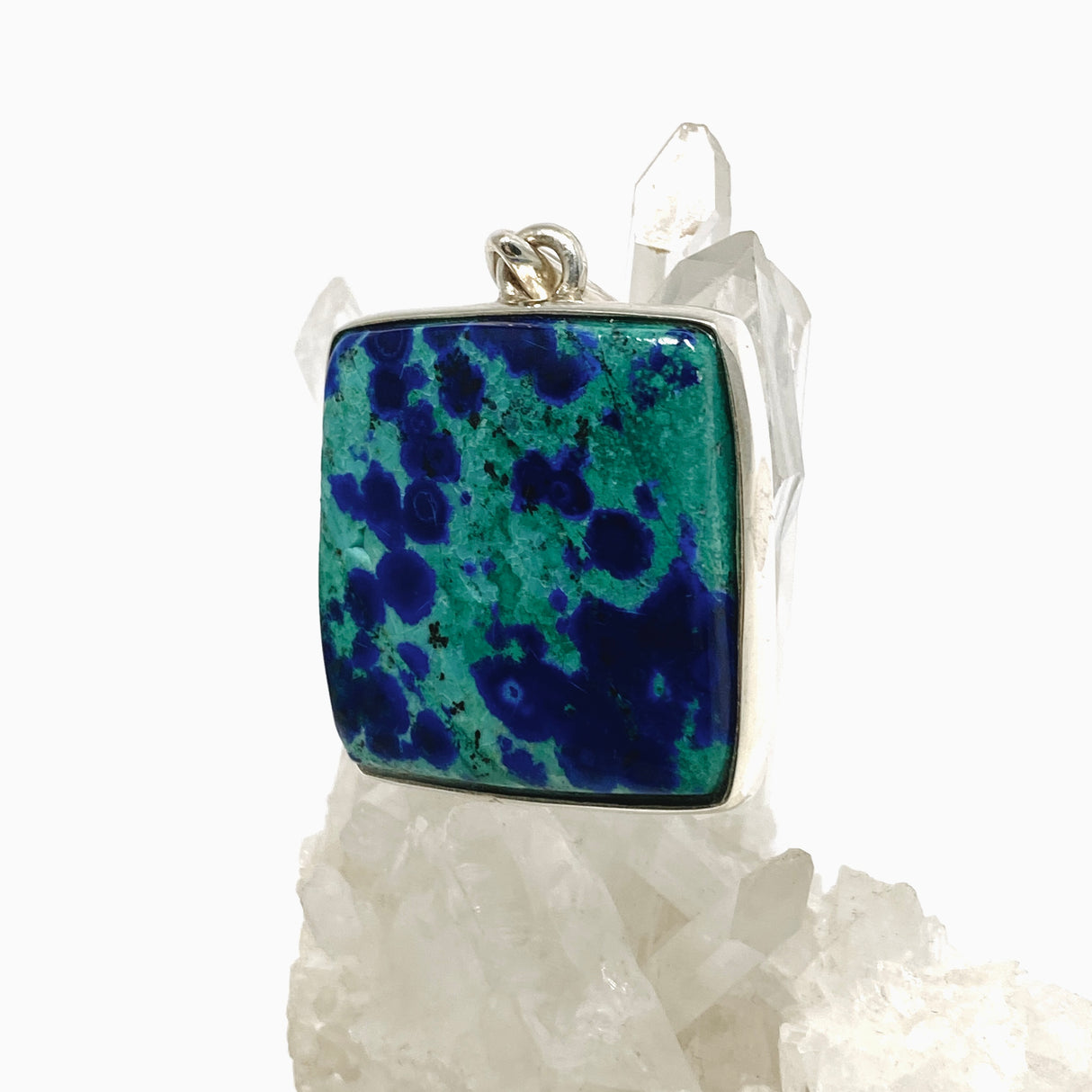 Chrysocolla and Azurite Square Cabochon Pendant PPGJ1189