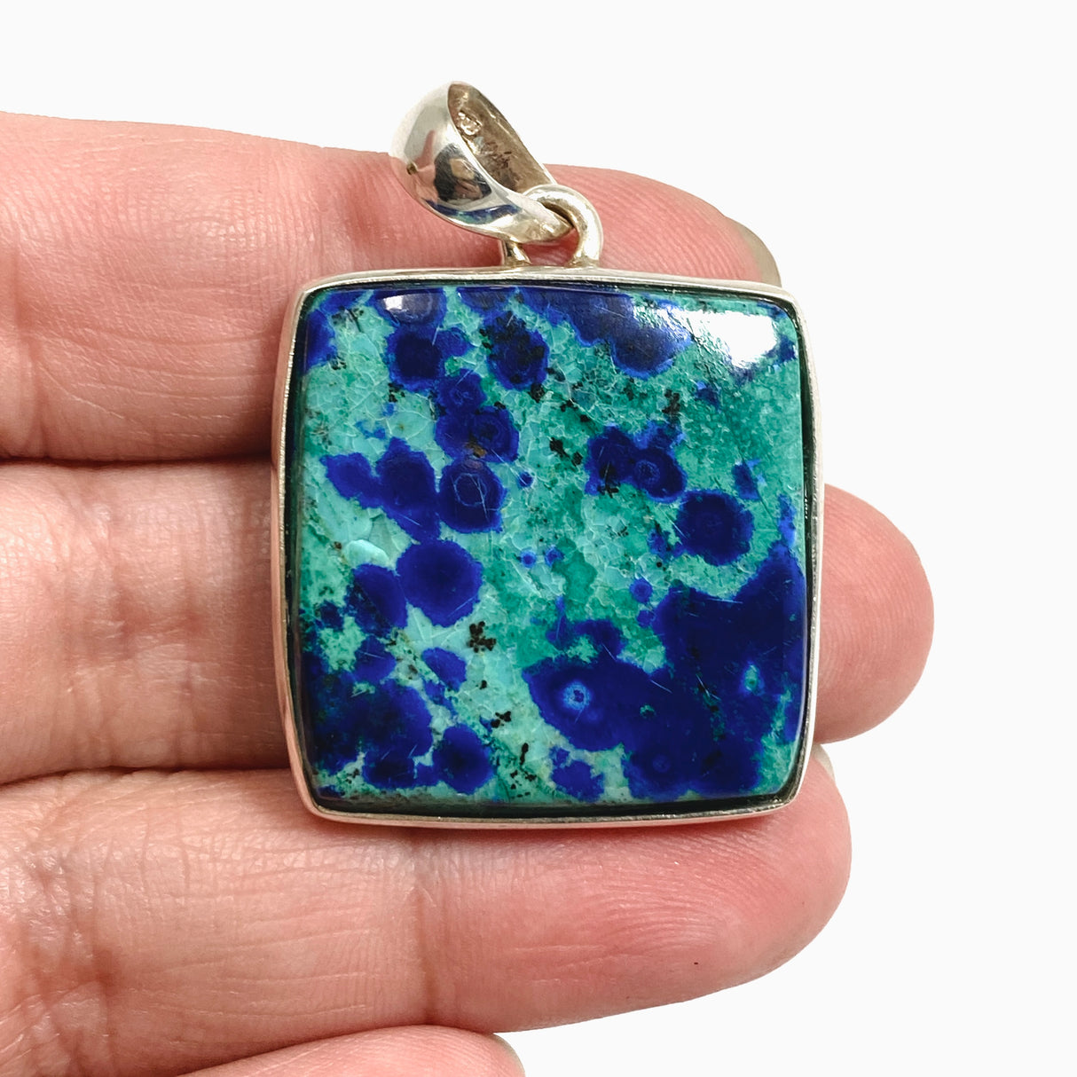 Chrysocolla and Azurite Square Cabochon Pendant PPGJ1189
