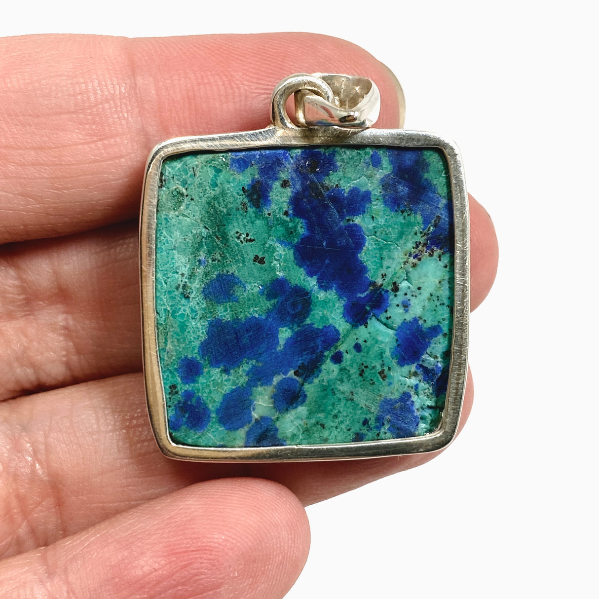 Chrysocolla and Azurite Square Cabochon Pendant PPGJ1189