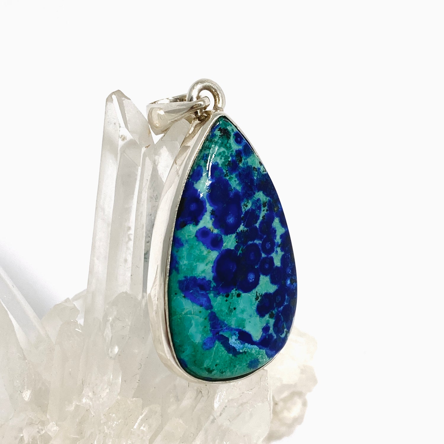 Chrysocolla and Azurite Teardrop Cabochon Pendant PPGJ1188
