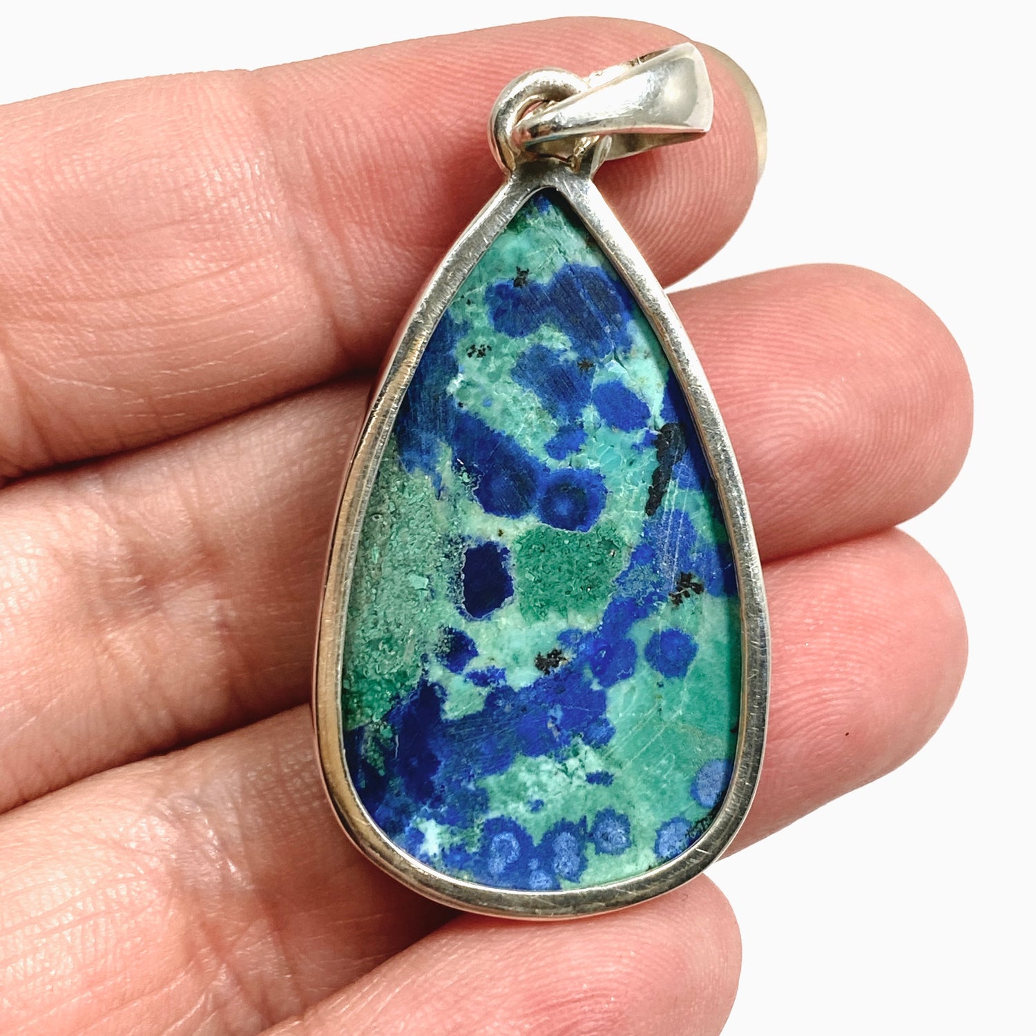 Chrysocolla and Azurite Teardrop Cabochon Pendant PPGJ1188