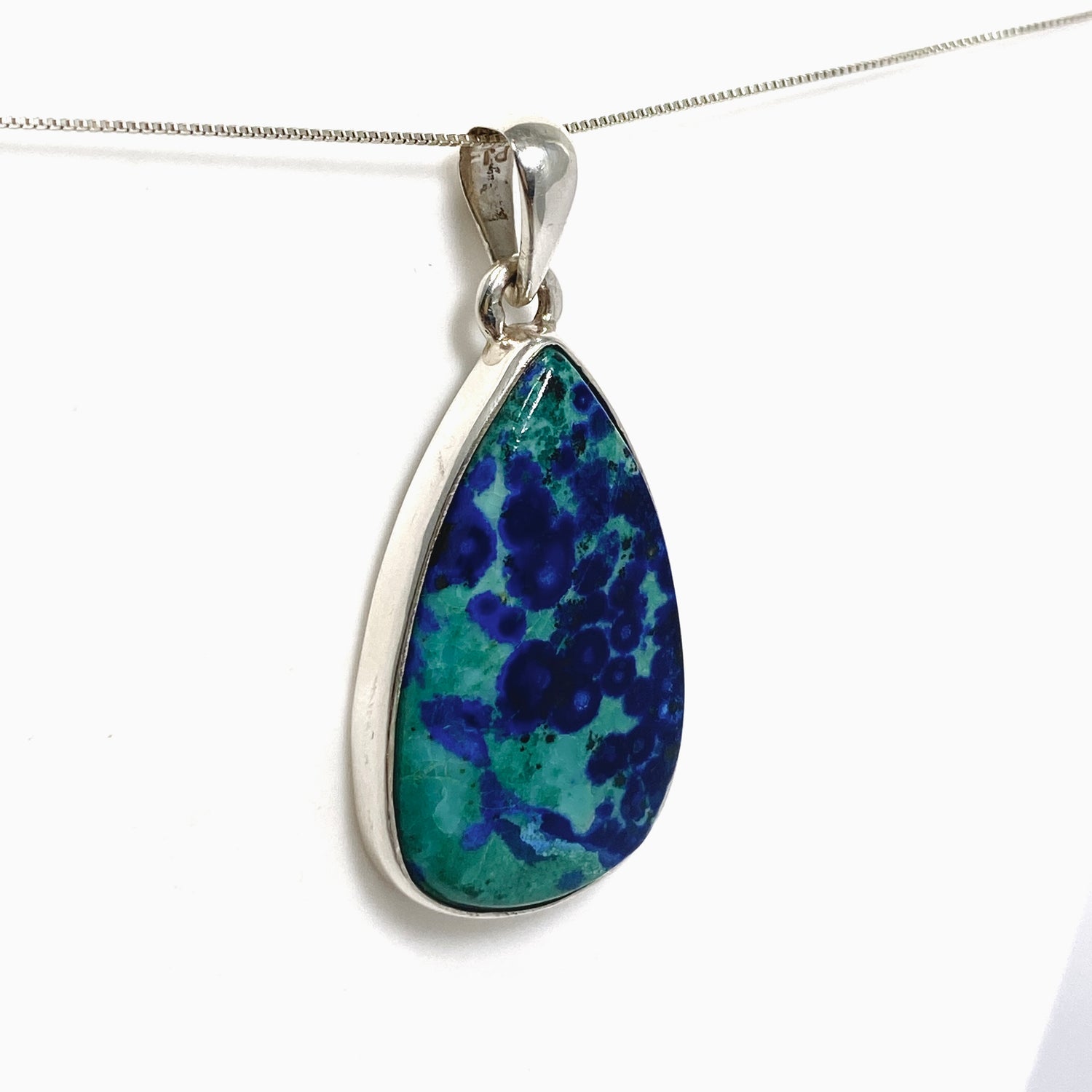 Chrysocolla and Azurite Teardrop Cabochon Pendant PPGJ1188