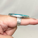 Chrysocolla Oval Ring with a Hammered Band Size 9 KRGJ3228 - Nature's Magick