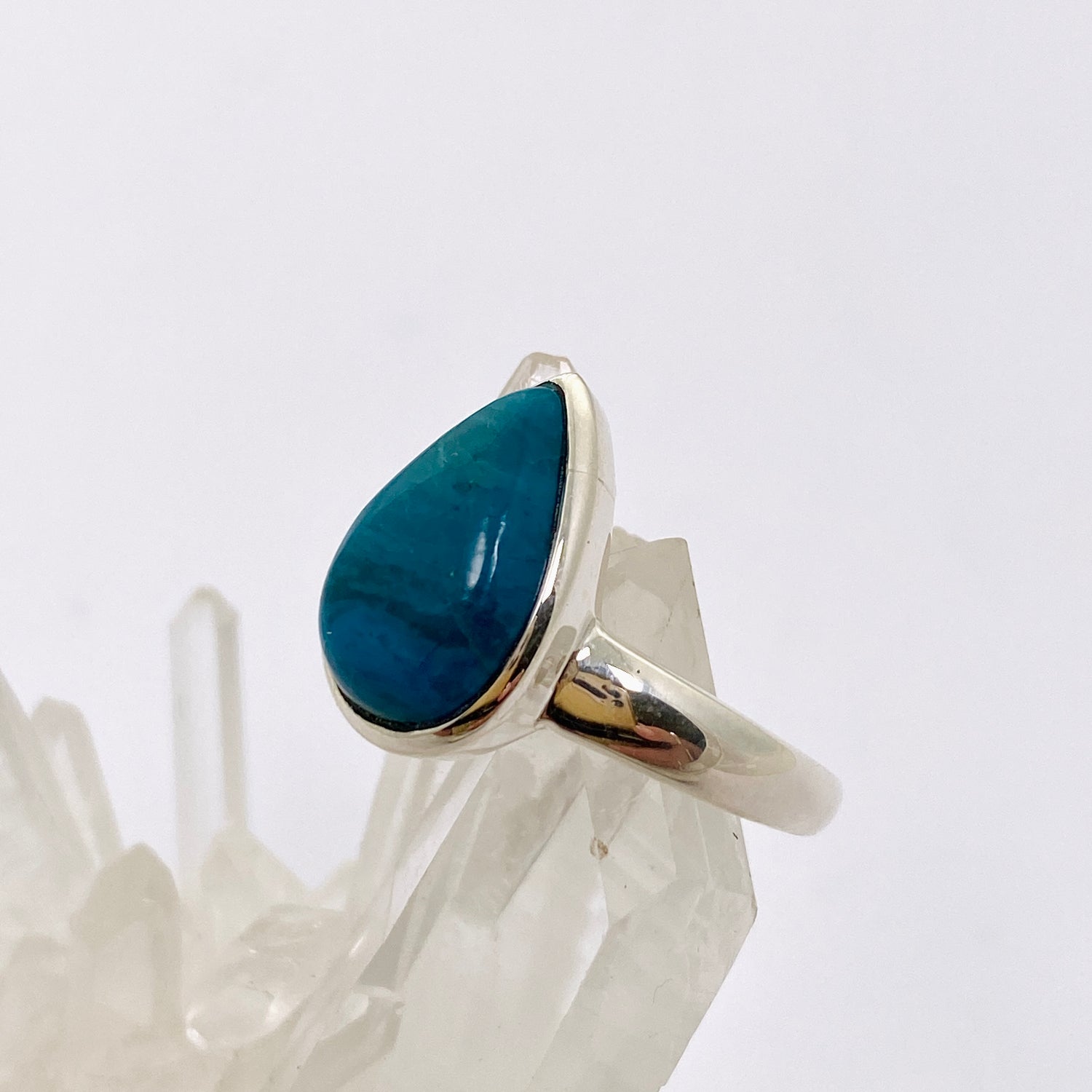 Chrysocolla Teardrop Cabochon Ring Size 10 PRGJ873