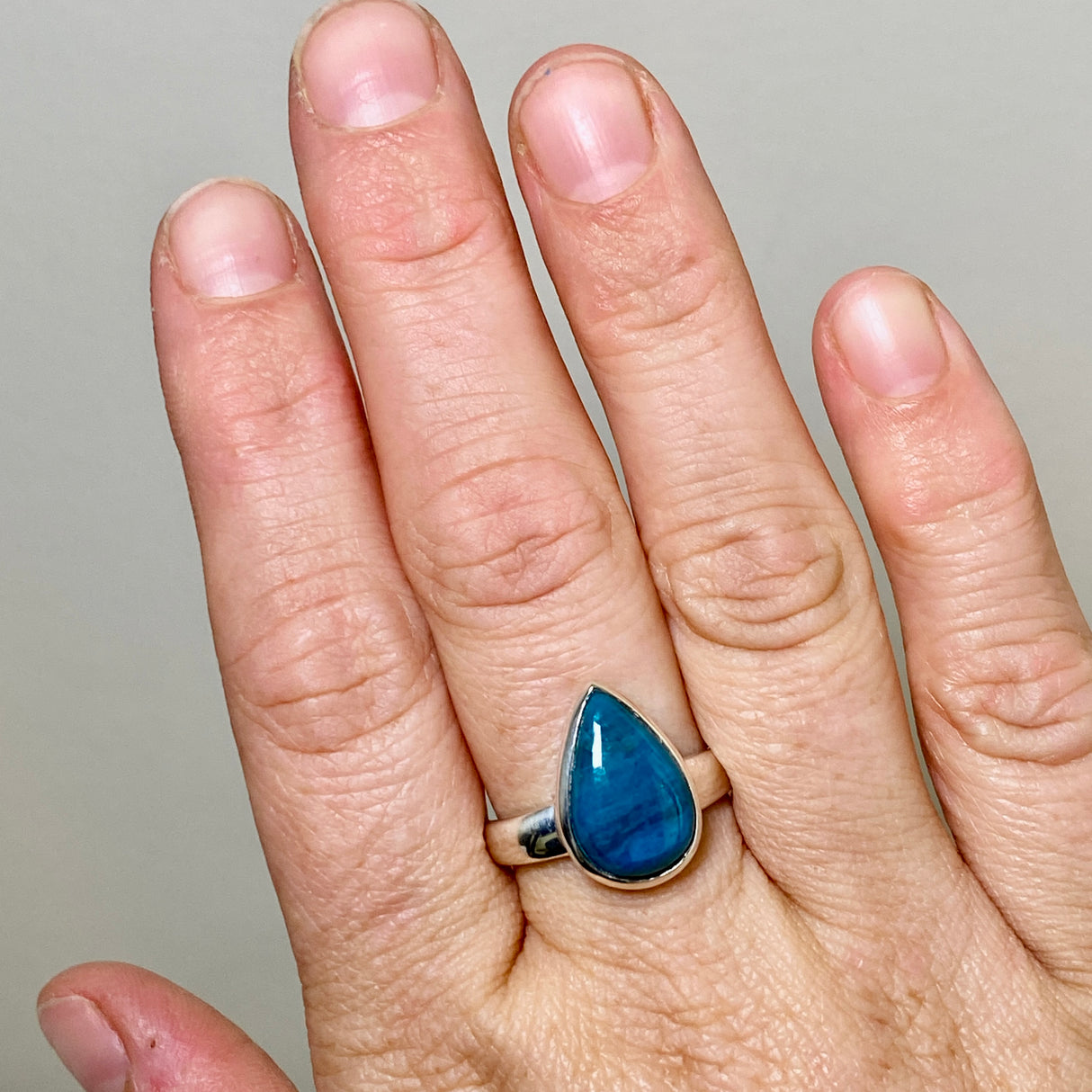 Chrysocolla Teardrop Cabochon Ring Size 10 PRGJ873