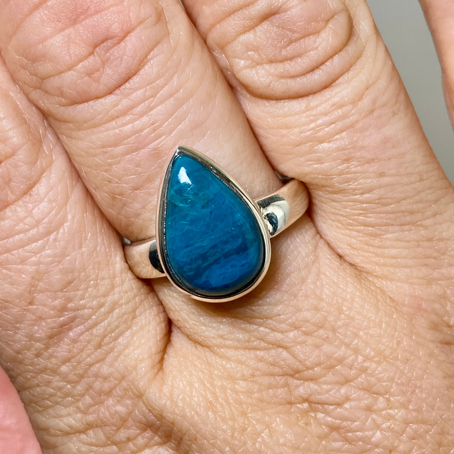 Chrysocolla Teardrop Cabochon Ring Size 10 PRGJ873