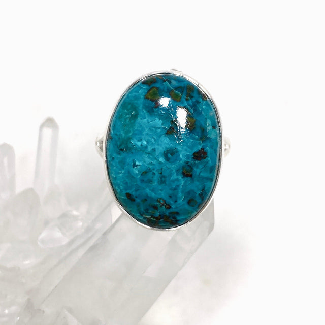 Chrysocolla with Shattuckite and Dioptase Oval Split Band Ring Size 9 KRGJ3230 - Nature's Magick