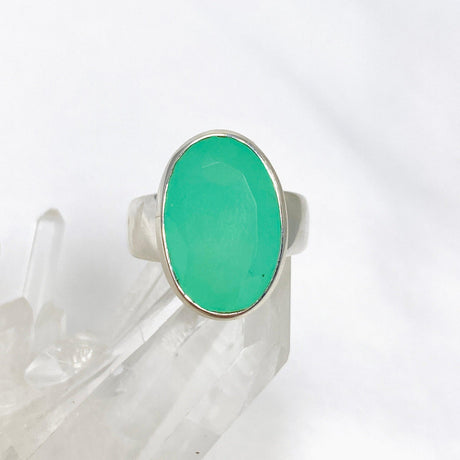 Chrysoprase Faceted Oval Ring Size 7.5 PRGJ472 - Nature's Magick