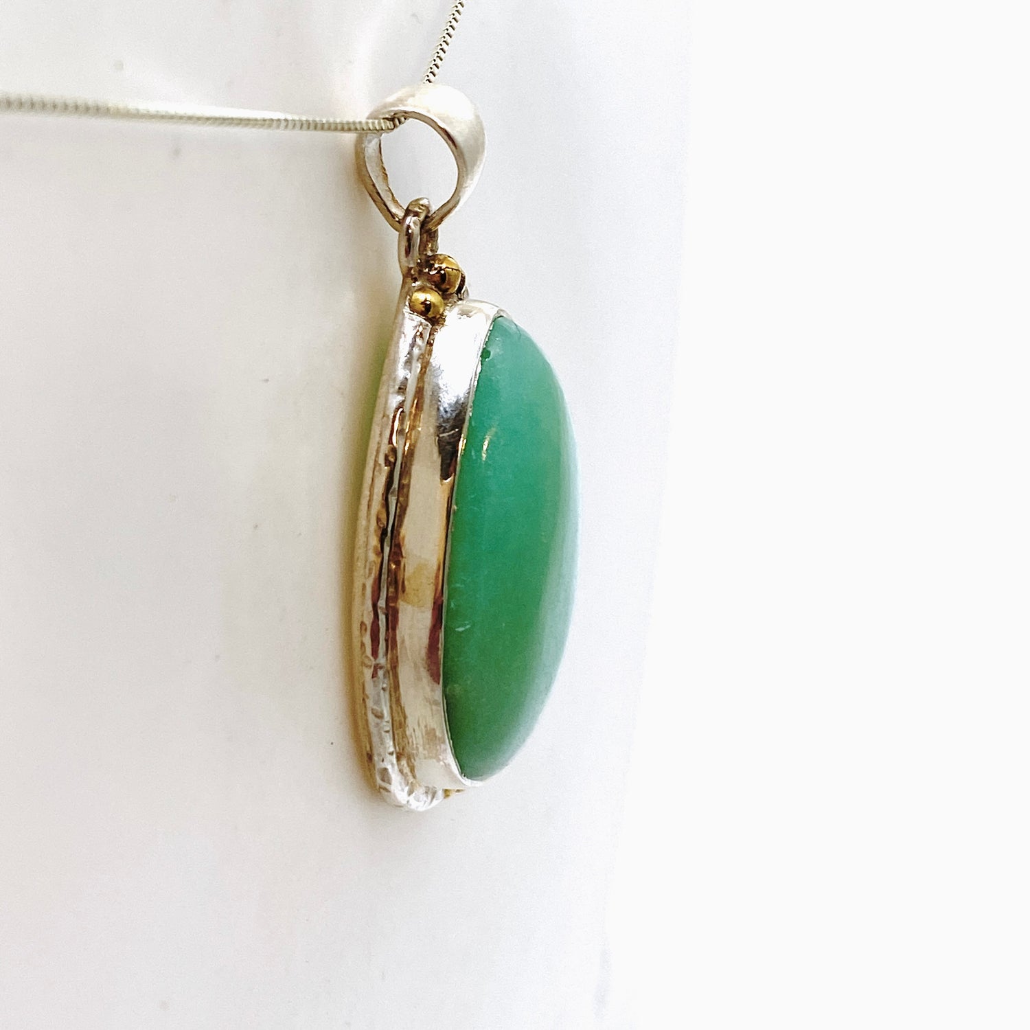 Chrysoprase Teardrop Cabochon Pendant in a Decorative Setting KPGJ4715