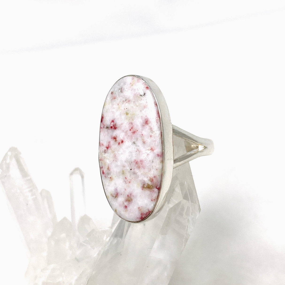 Cinnabar Oval Split Band Ring Size 8 KRGJ3174 - Nature's Magick