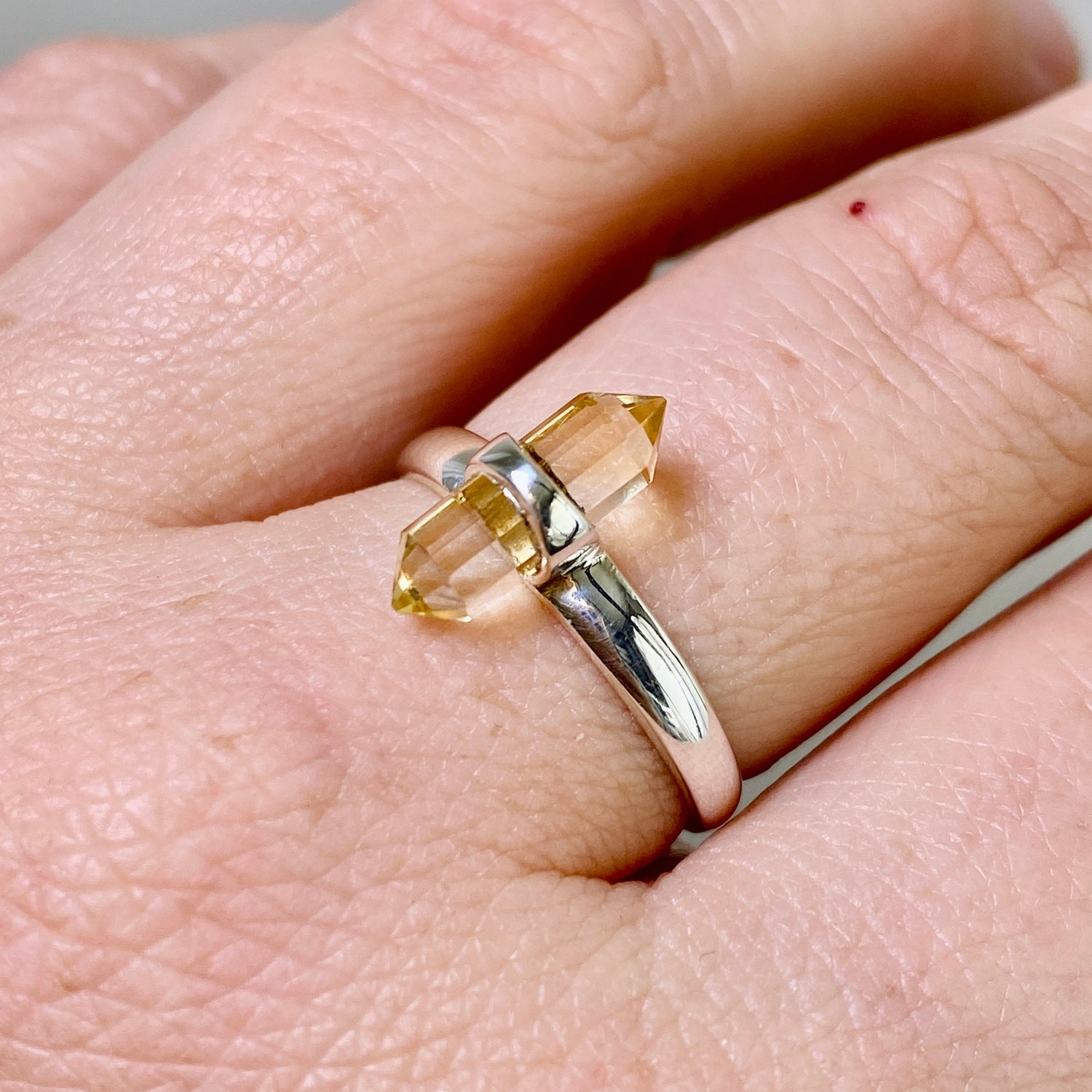 Citrine Double Point Ring RRR-37