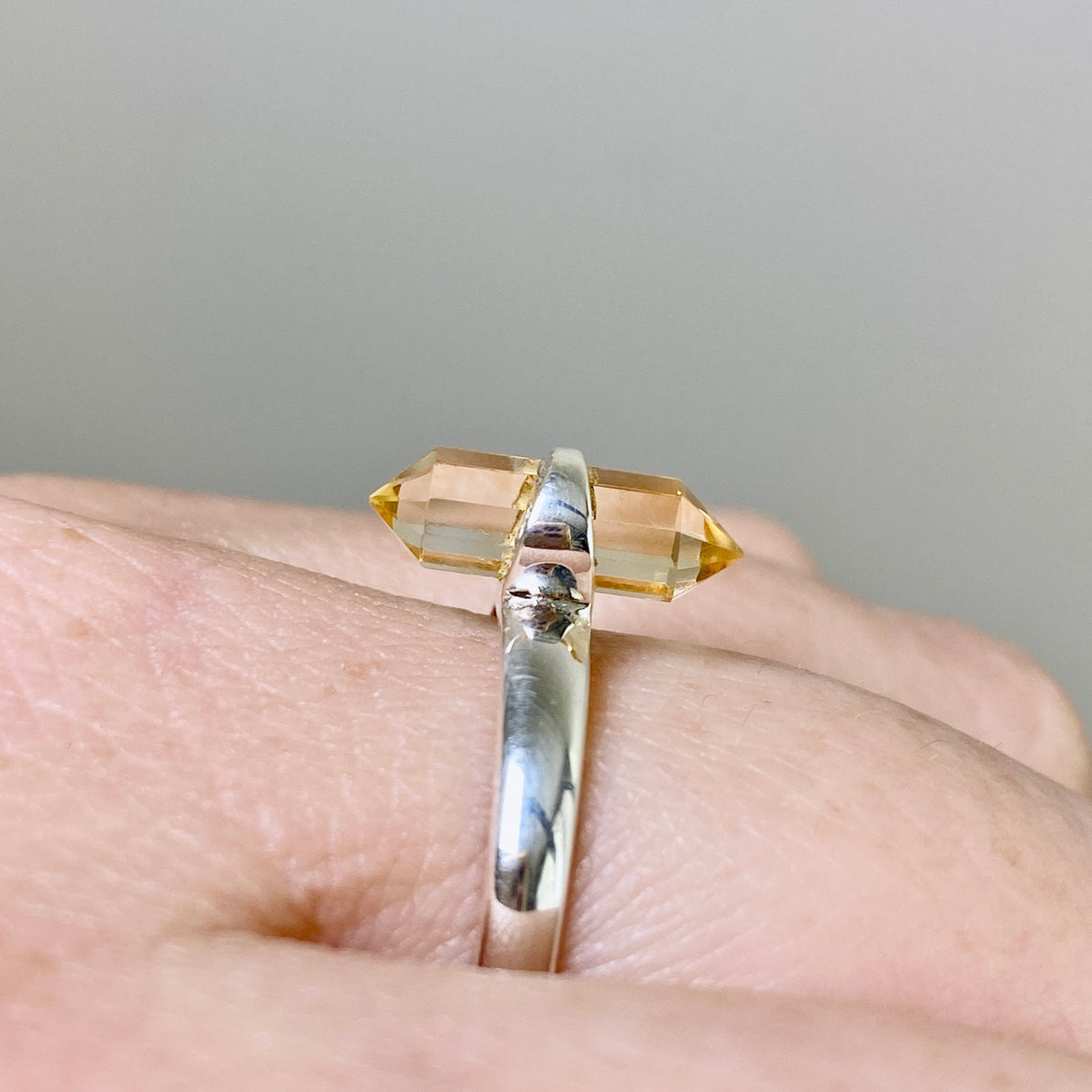 Citrine Double Point Ring RRR-37