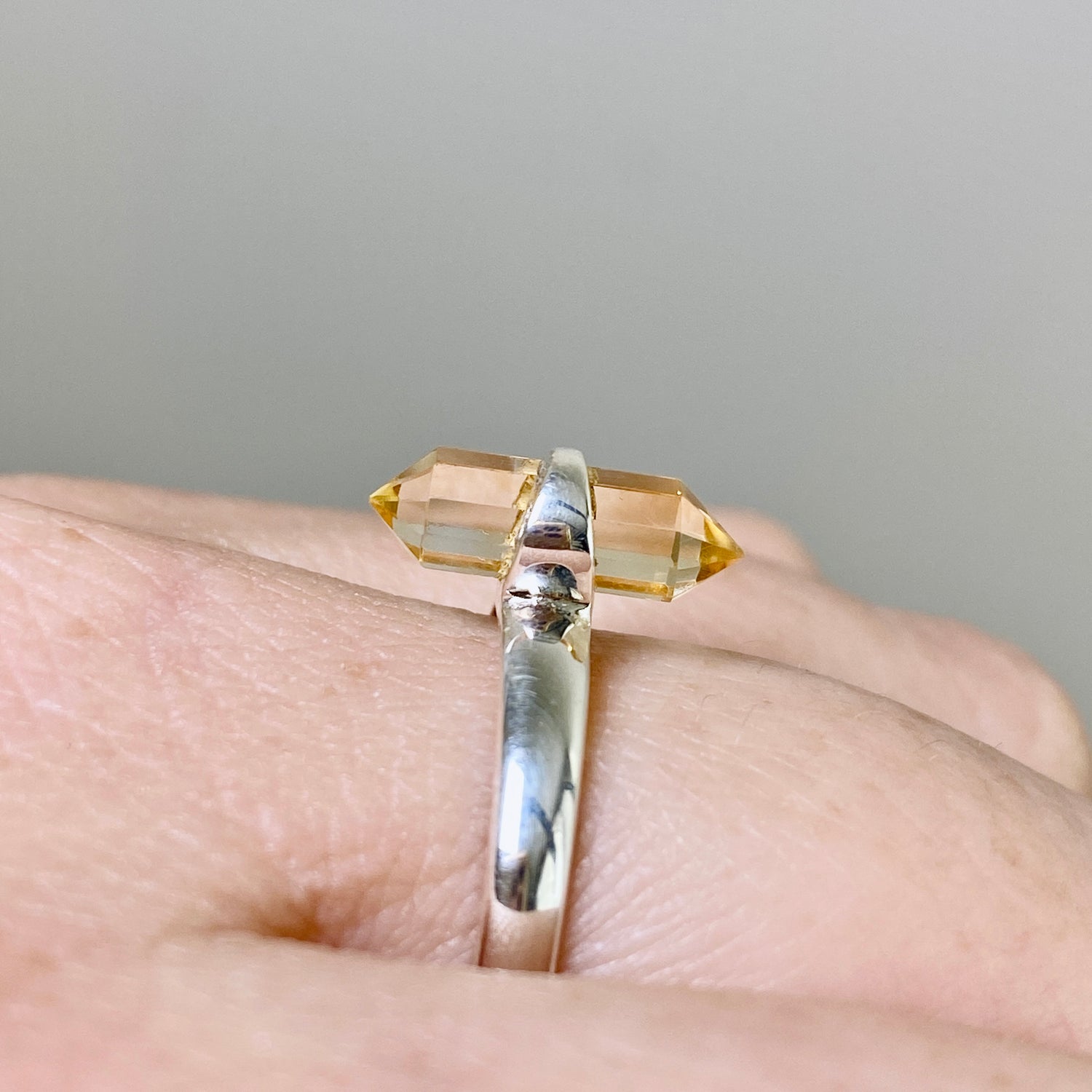 Citrine Double Point Ring RRR-37