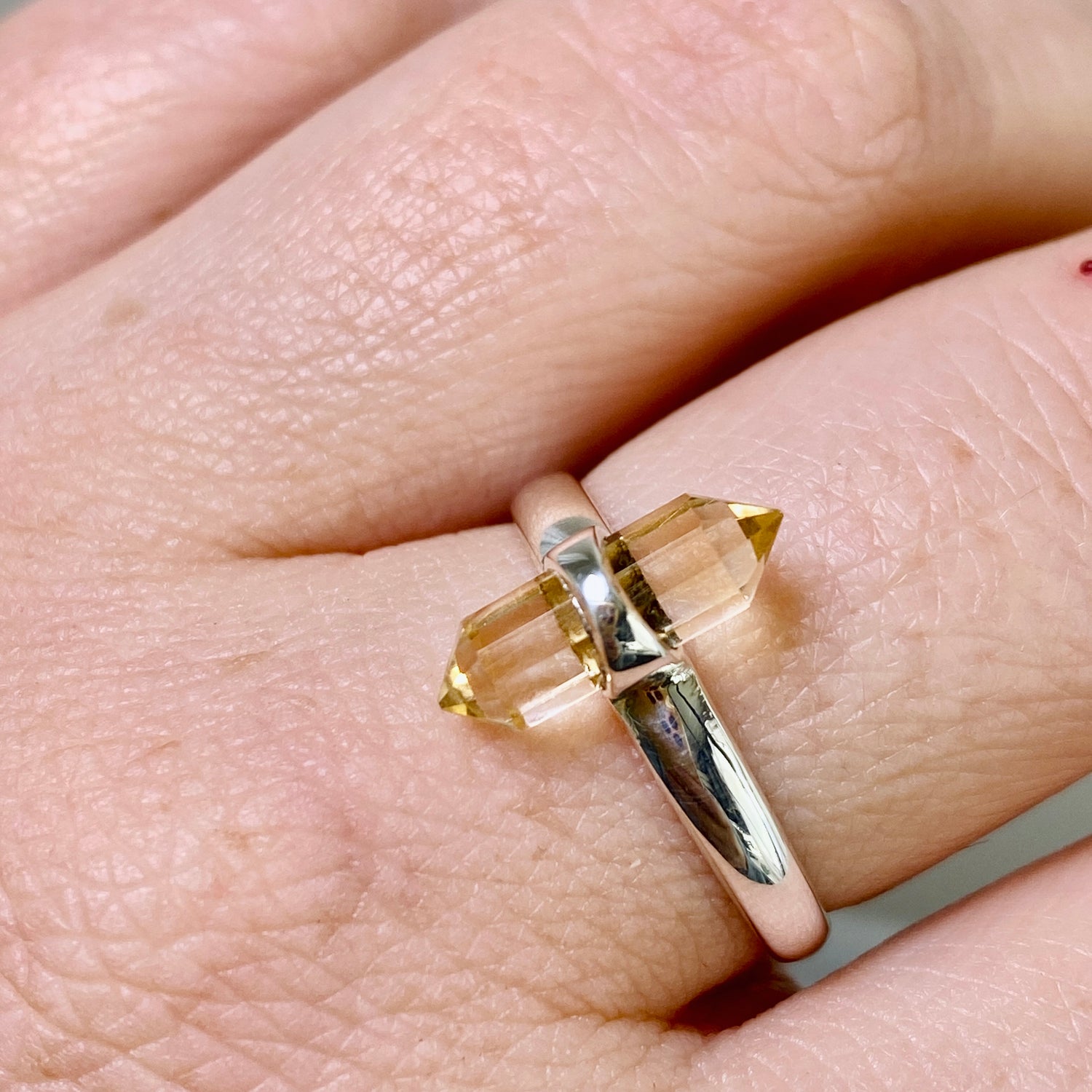 Citrine Double Point Ring RRR-37