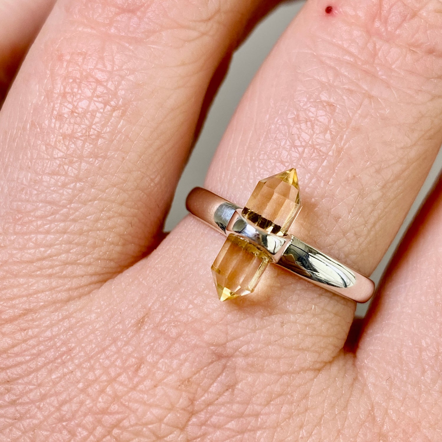 Citrine Double Point Ring RRR-37