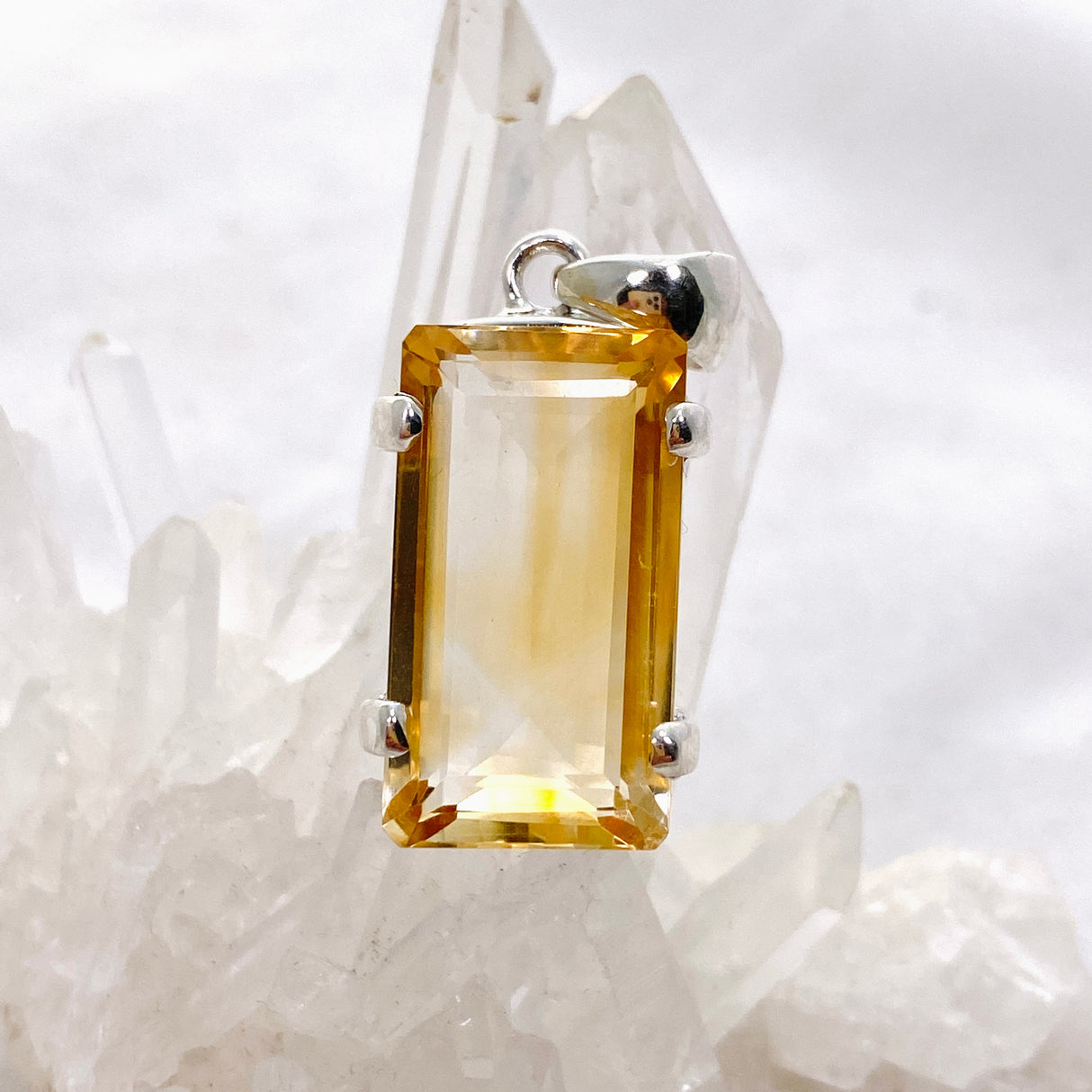 Citrine Emerald Cut Faceted Pendant KPGJ4794