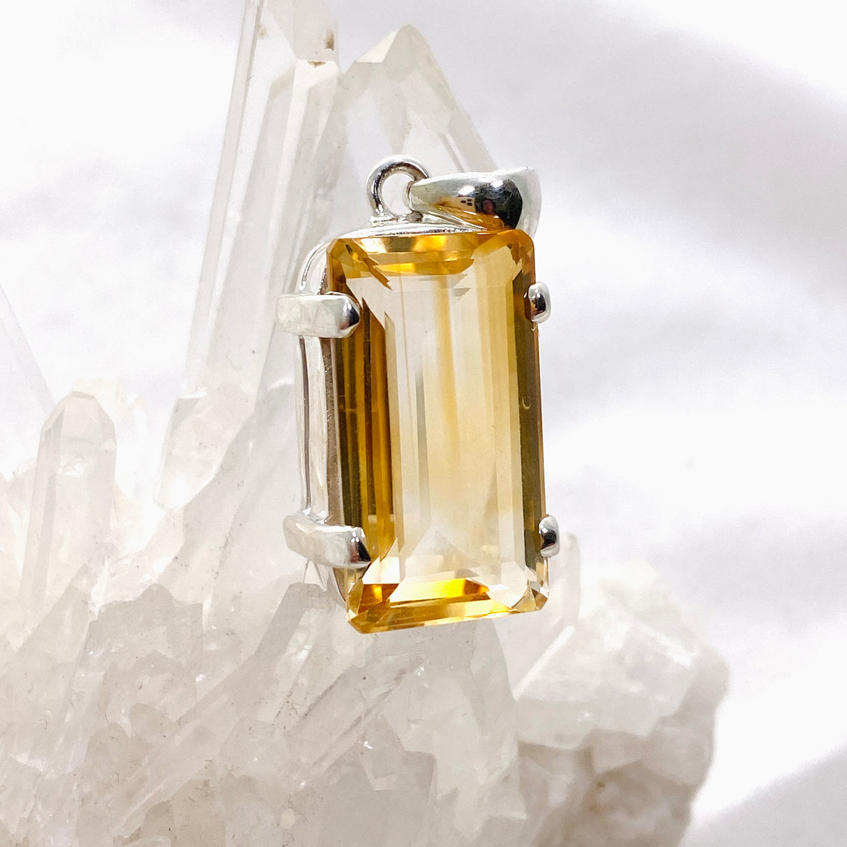Citrine Emerald Cut Faceted Pendant KPGJ4794