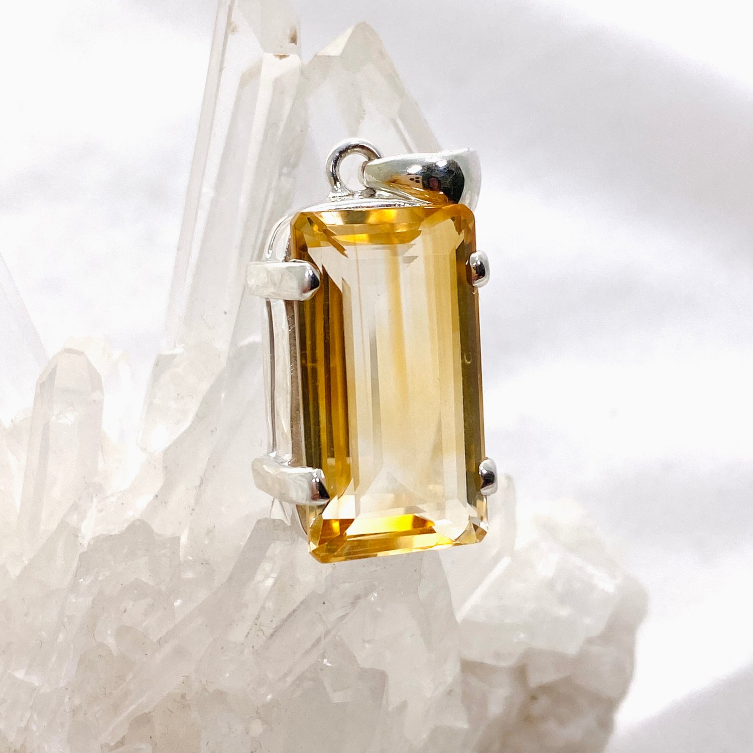 Citrine Emerald Cut Faceted Pendant KPGJ4794